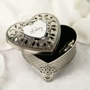 Engraved Silver Heart Jewellery Keepsake Box