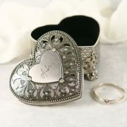Engraved Silver Heart Jewellery Keepsake Box