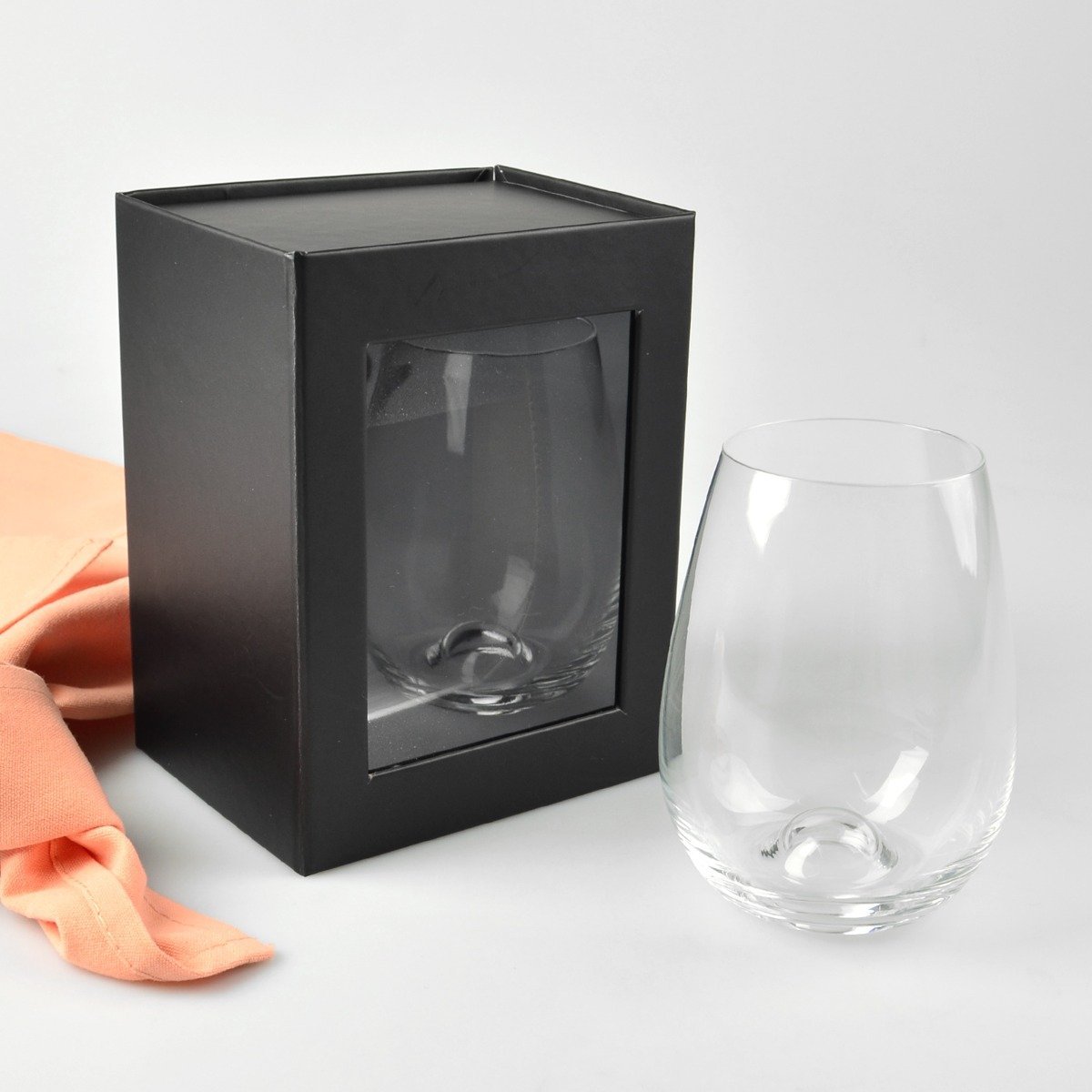 Stemless Wine Glass Presentation Gift Box With Magnetic Closing Lid