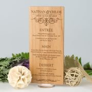 Engraved Wooden Wedding Menus