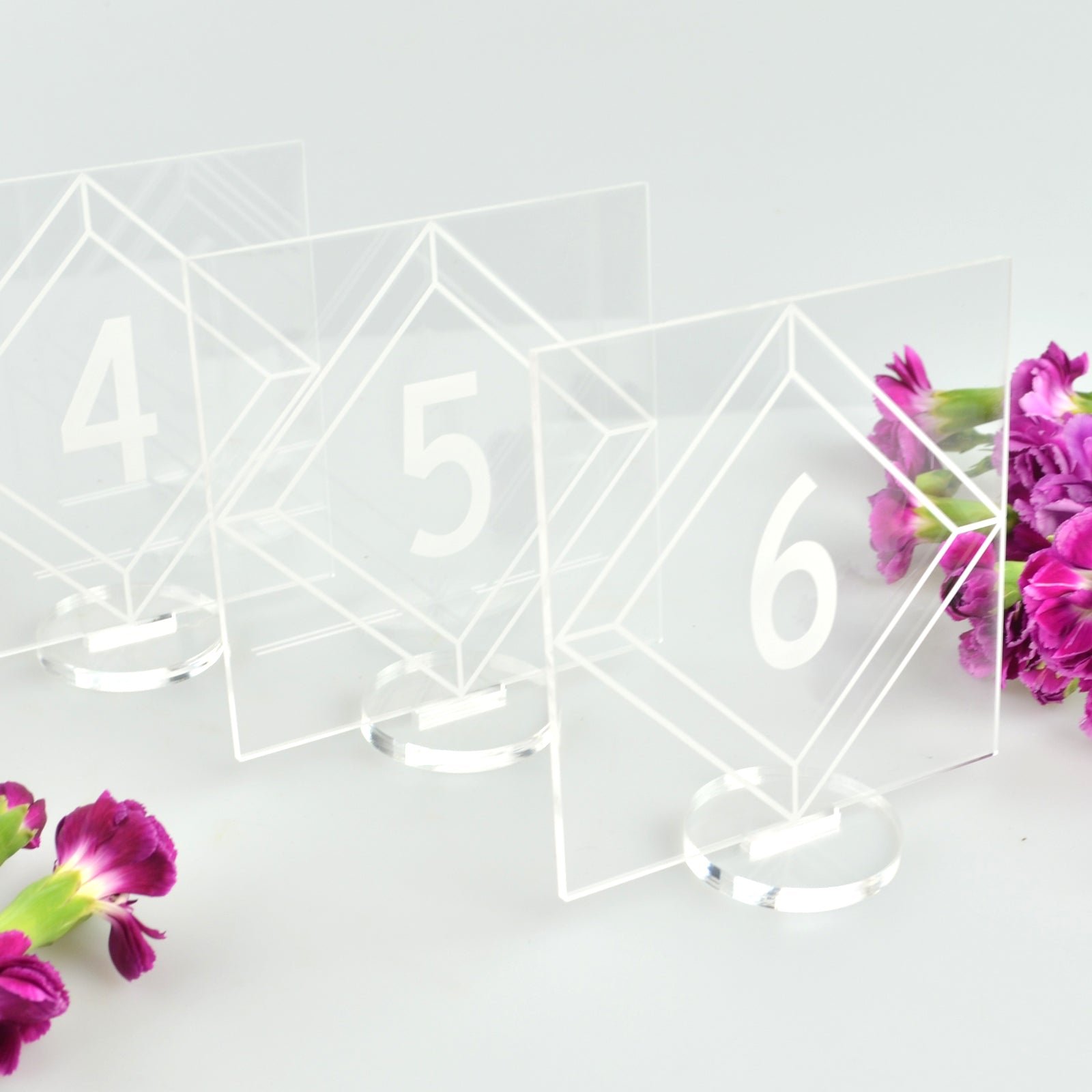 Square Acrylic Table Numbers with Stand