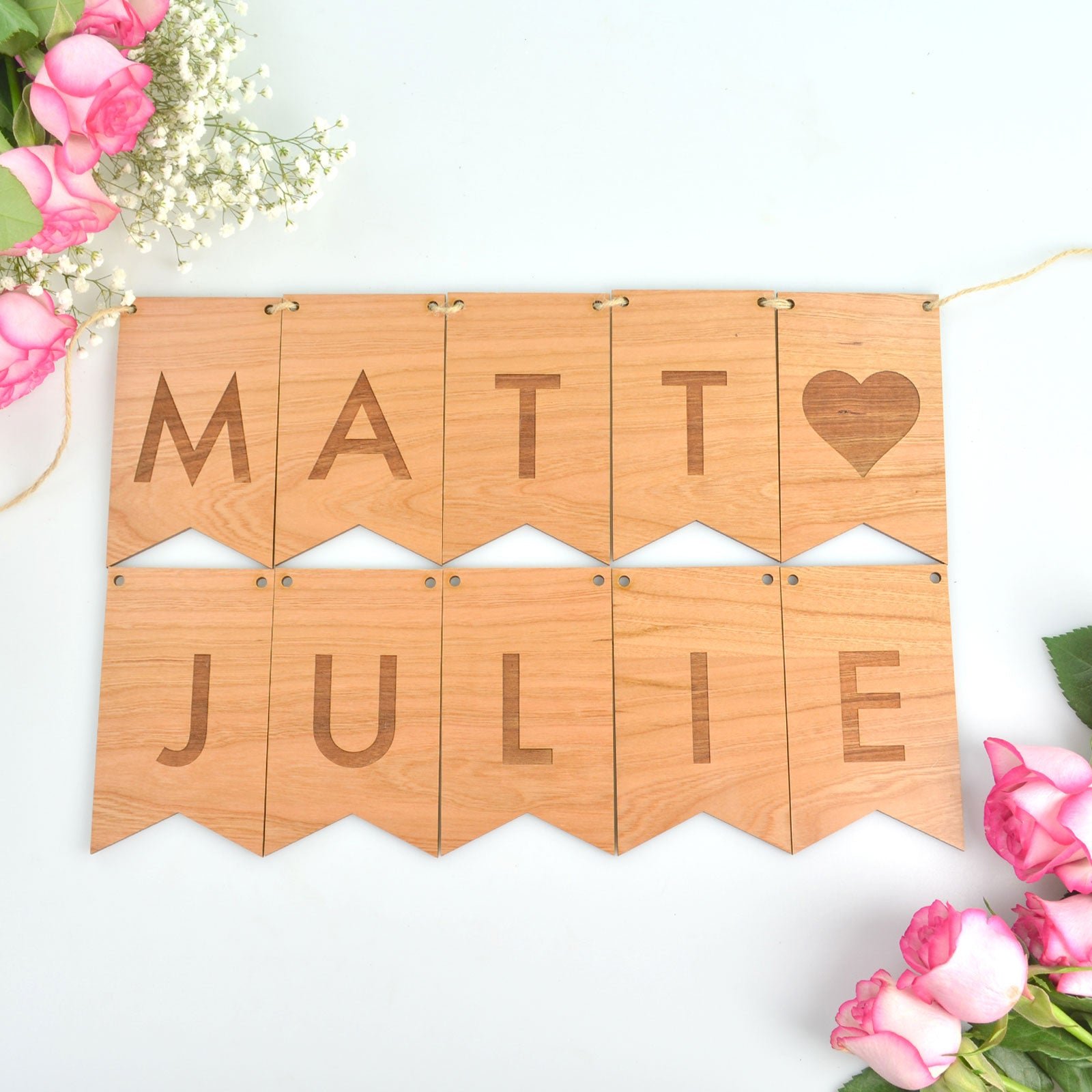 Personalised Wooden Wedding Bunting