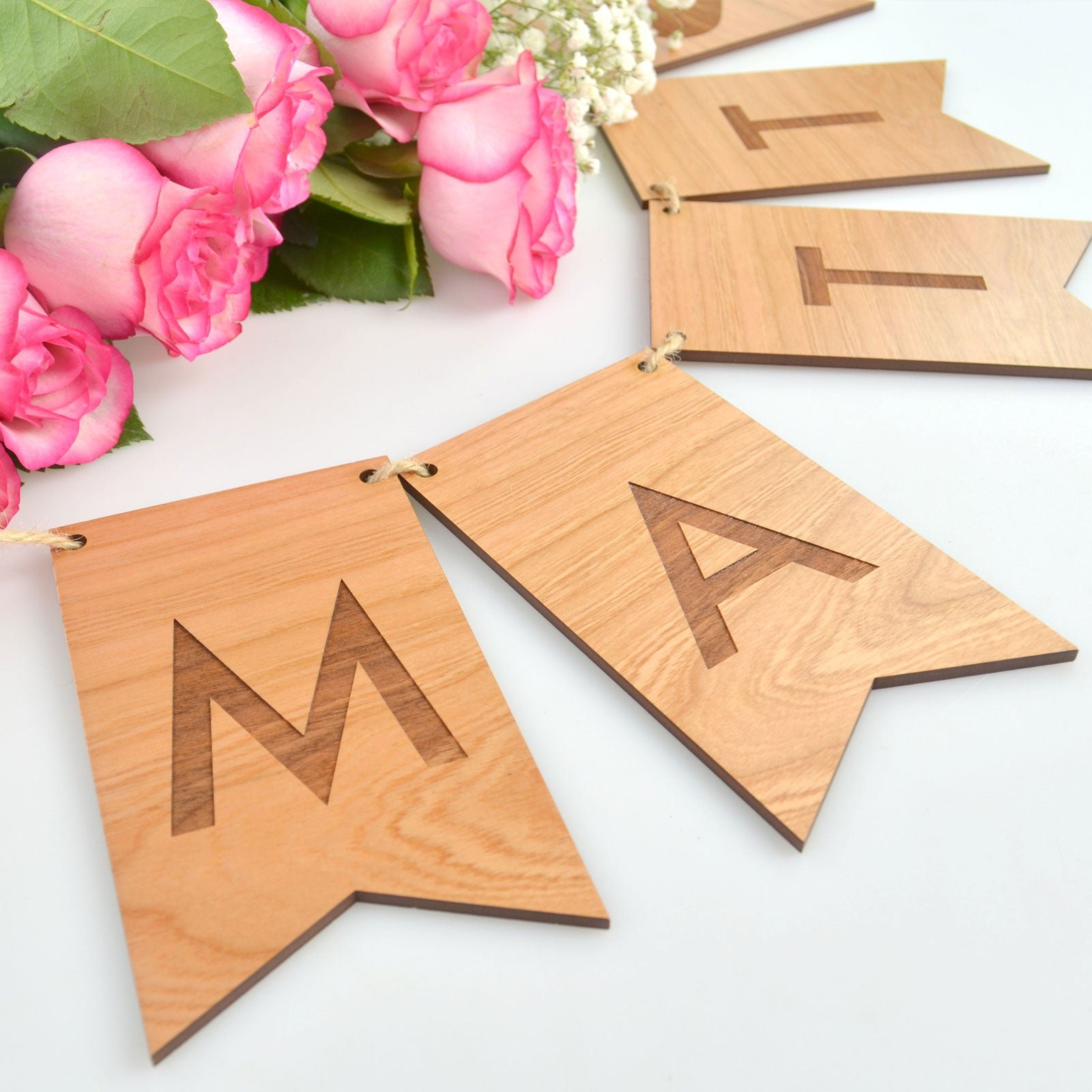 Personalised Wooden Wedding Bunting