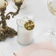 French Tip Candles with Engraved Round Gold Acrylic Gift Tags Wedding Favour