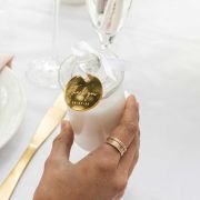 French Tip Candles with Engraved Round Gold Acrylic Gift Tags Wedding Favour