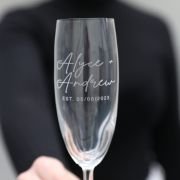 Engraved Wedding Script Series Champagne Glass