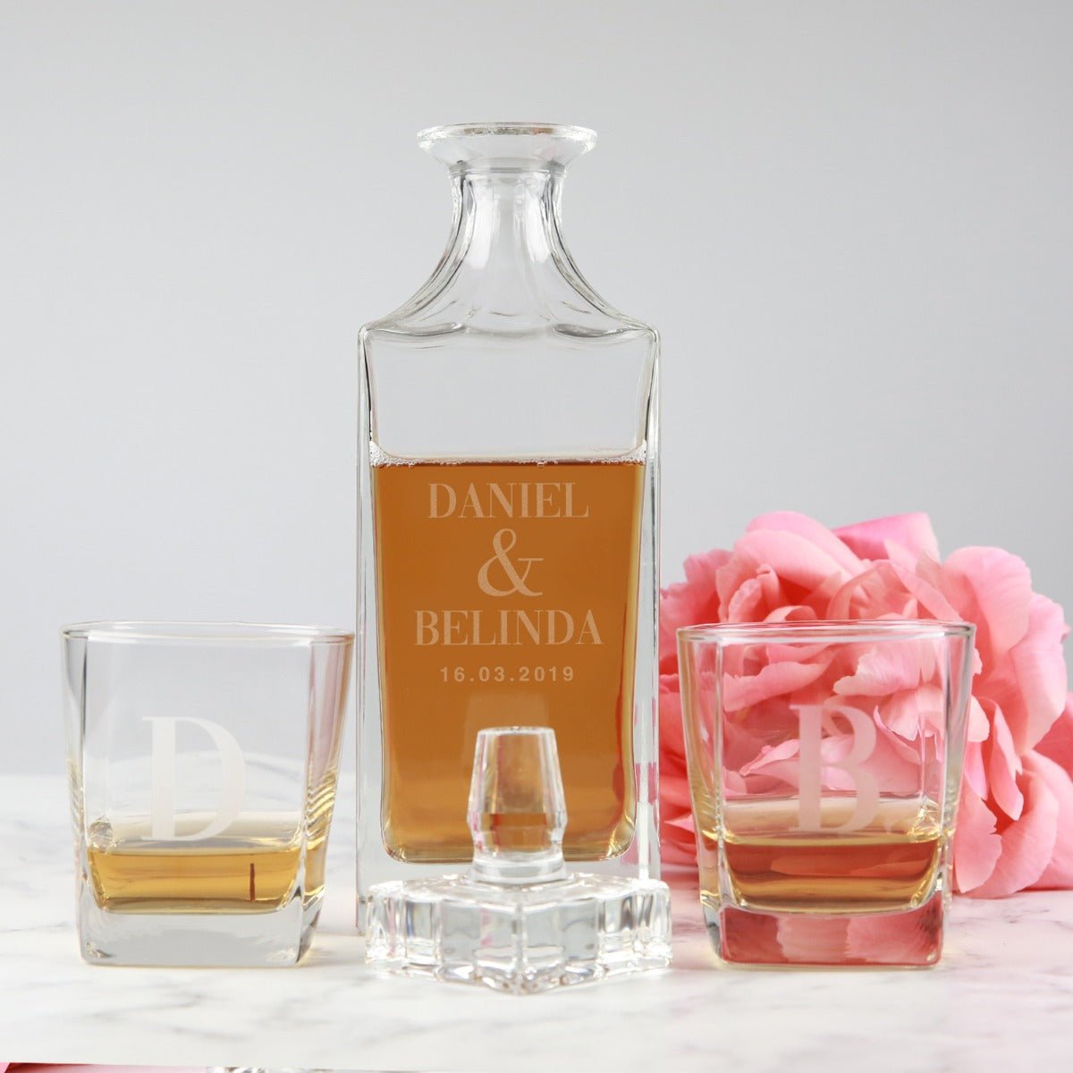 Wedding Decanter Gift Set – Deluxe Whiskey Decanter PLUS 2 Scotch Glasses