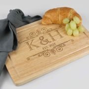 Engraved Rectangle Wedding Wooden Cheese Board