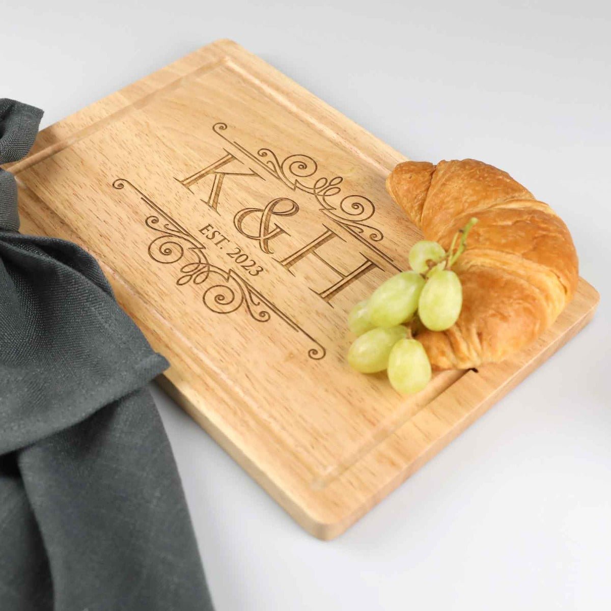 Engraved Rectangle Wedding Wooden Cheese Board