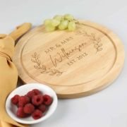 Engraved Wedding Round Wooden Cheese Board