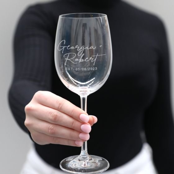 Engraved Wedding Script Series 360ml Wine Glass