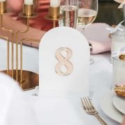 Laser Cut White Acrylic Wedding Table Number with Mirror Gold Number