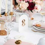 Laser Cut White Acrylic Wedding Table Number with Mirror Gold Number