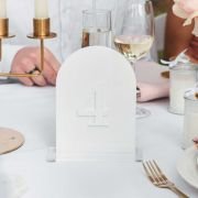 Laser Cut White Acrylic Wedding Table Number with White Number