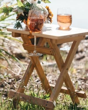 Engraved Bamboo Picnic Table with BONUS two Wine Glasses