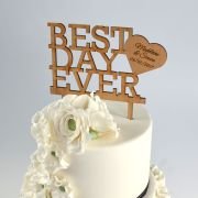 Wooden Wedding Best Day Ever Cake Topper