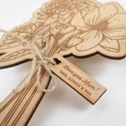Engraved Wooden Flower Bouquet with Gift Tag
