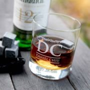 Engraved Birthday Wooden Gift Boxed Scotch Glass and Whiskey Stone Set