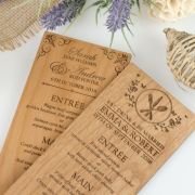 Engraved Wooden Wedding Menus