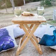 Engraved Birthday Bamboo Picnic Table with Engraved Wine Glasses