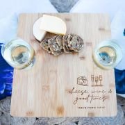 Engraved Birthday Bamboo Picnic Table with Engraved Wine Glasses