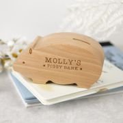 Engraved Wooden Piggy Money Box