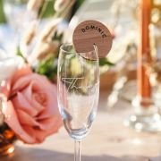 Round Wooden Place Cards for Glassware