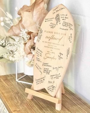 Engraved Wooden Surfboard Guest Book