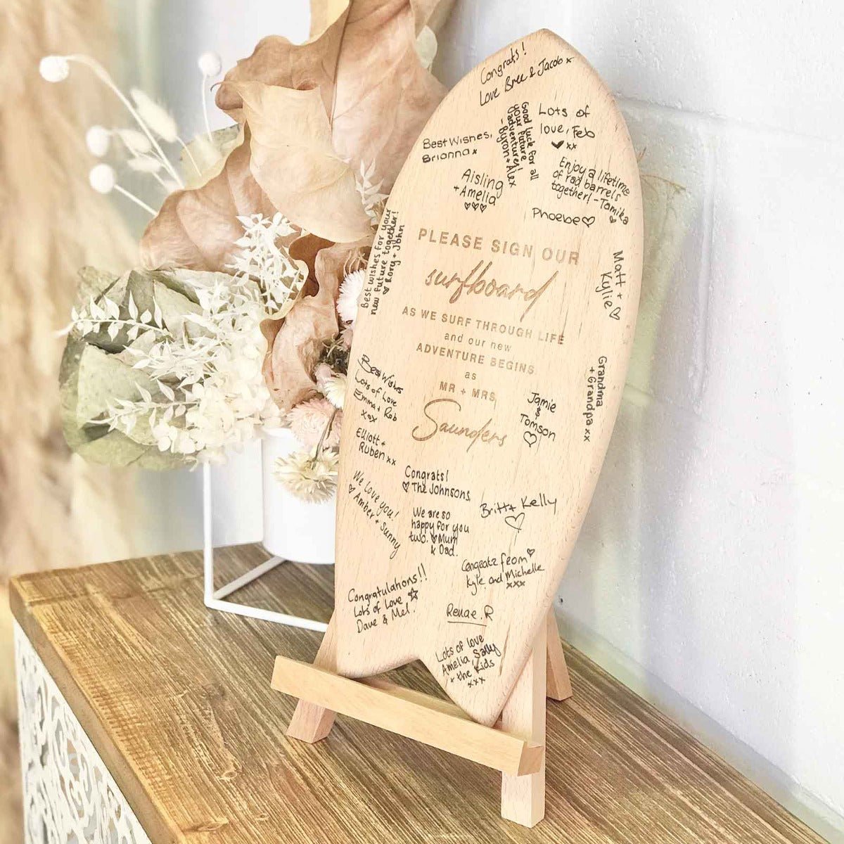 Engraved Wooden Surfboard Guest Book
