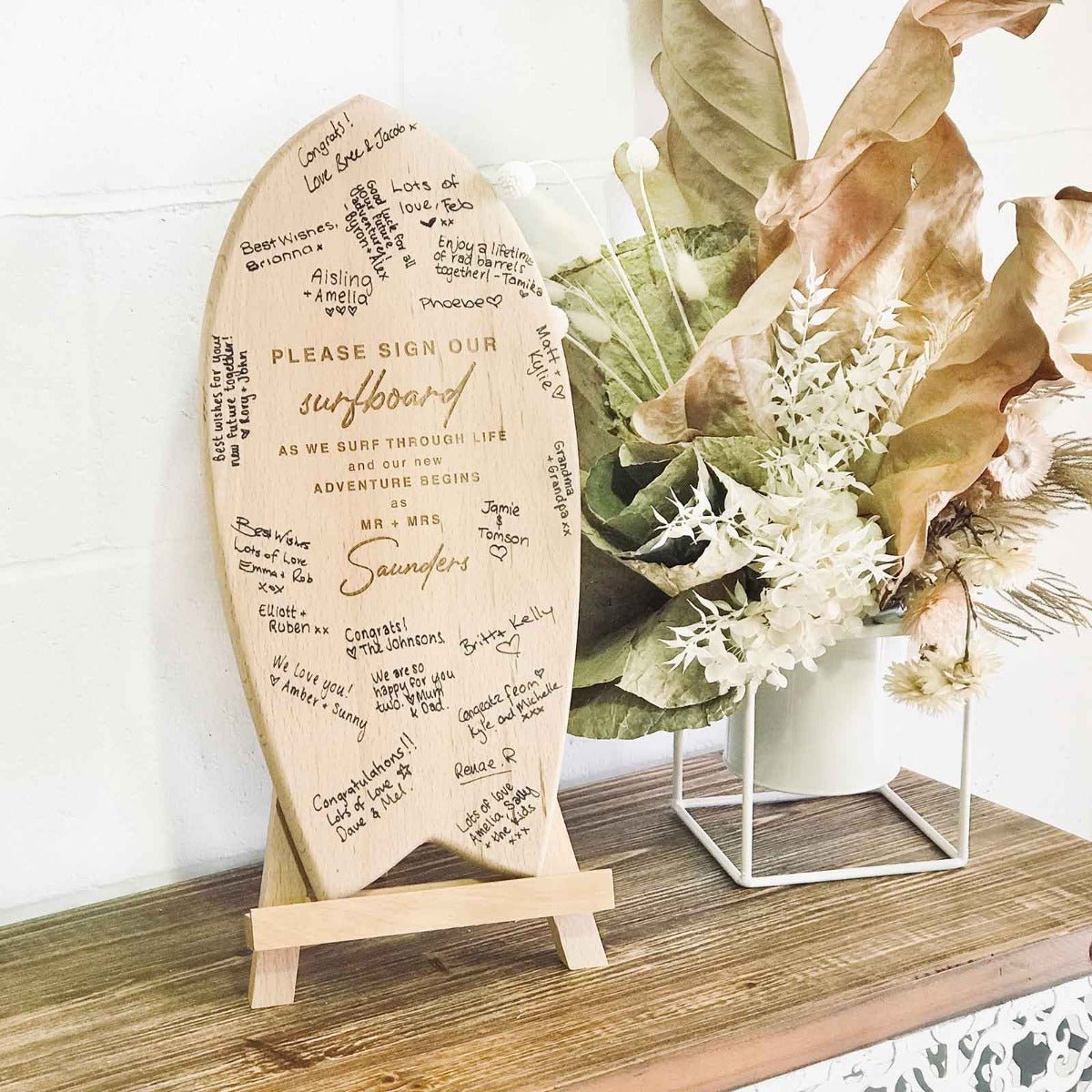 Engraved Wooden Surfboard Guest Book