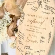 Engraved Wooden Surfboard Guest Book