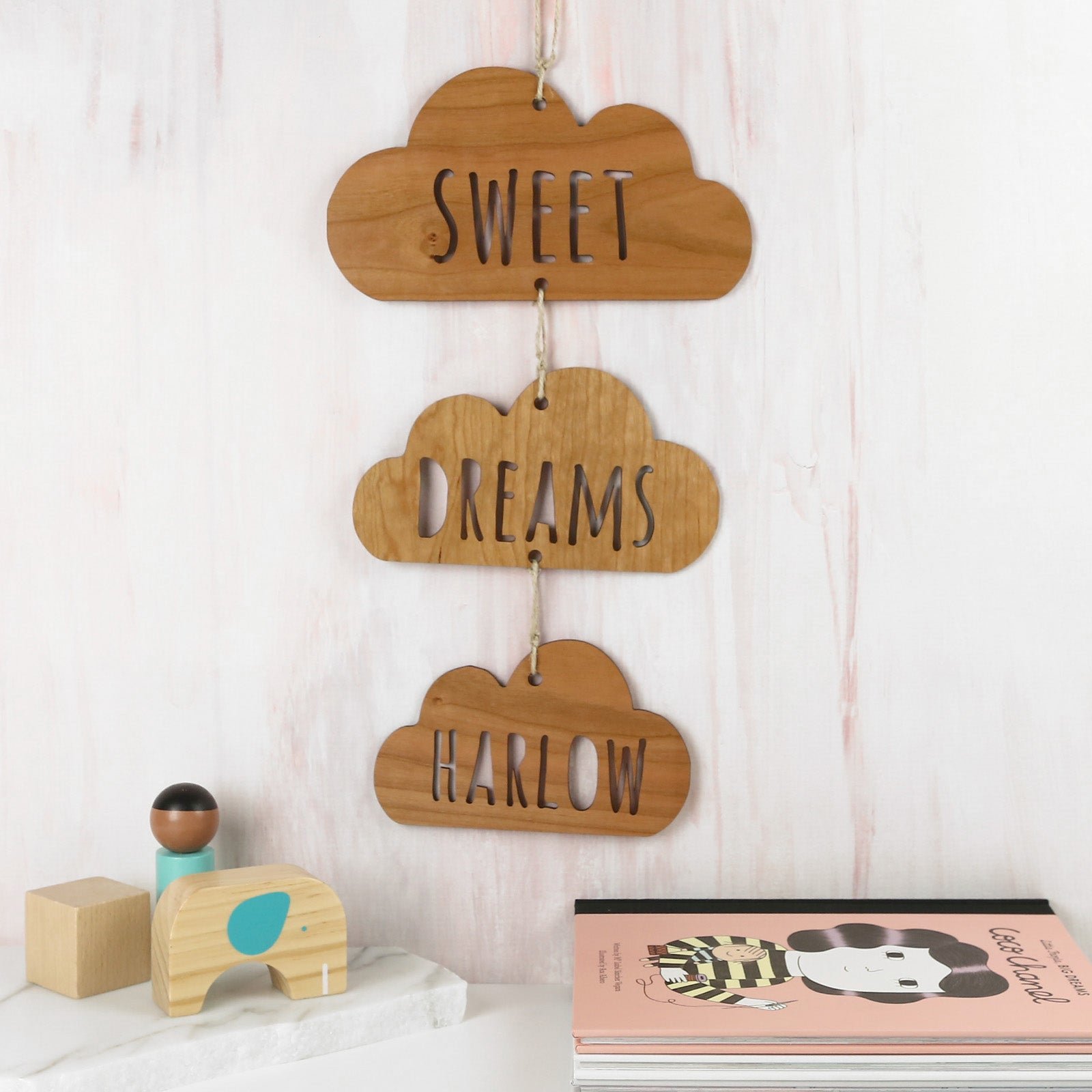 Laser Cut Wooden Cloud Room Sign Hanging Decoration