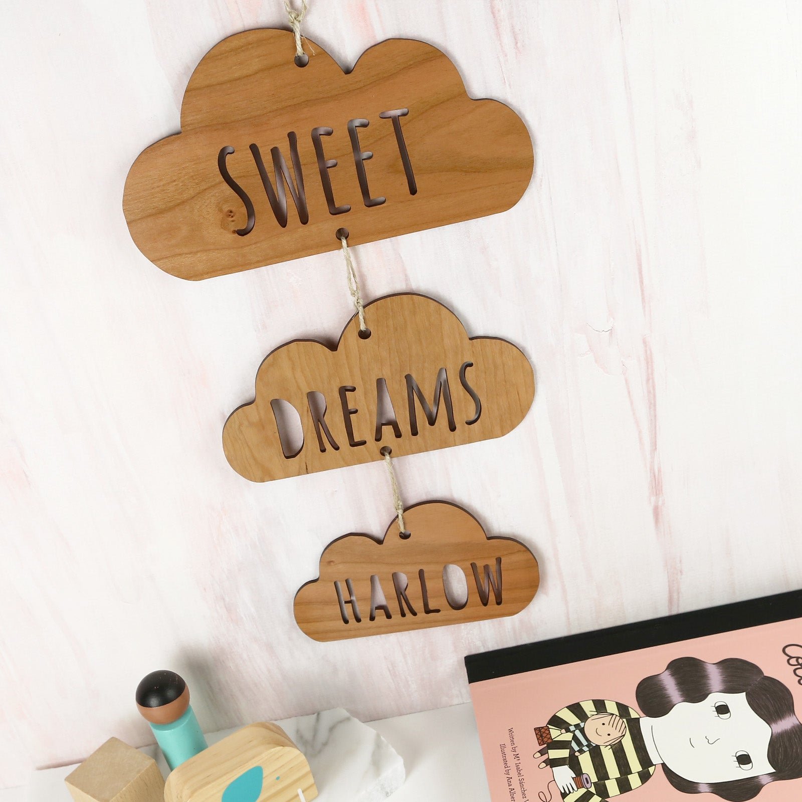 Laser Cut Wooden Cloud Room Sign Hanging Decoration